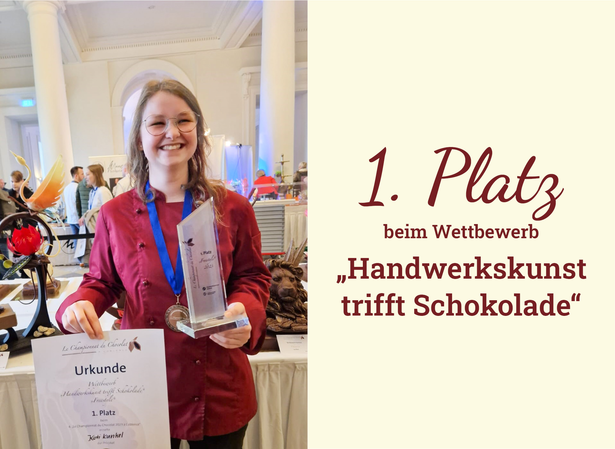 Gilgen’s Auszubildende Kati Kunkel gewinnt beim „Handwerkskunst trifft Schokolade“ Wettbewerb